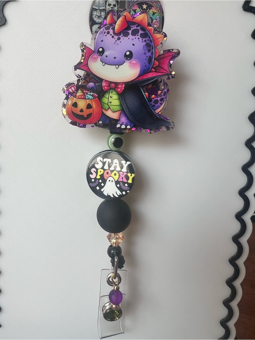 Cute Purple Dragon Halloween Badge Reel - Accessories